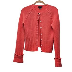 Mendocino Coral Cashmere Button Up Cardigan Sweater Women's S Elevated Capsule